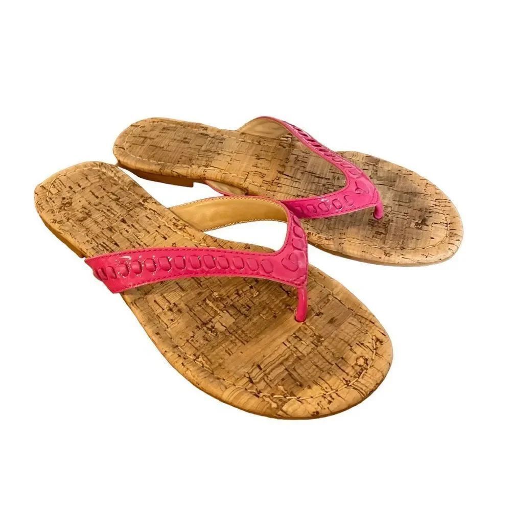 Jack Rogers pink stitch flip flop sandals size 6